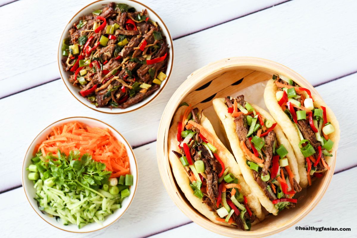Gua Bao with 5 Spice Pulled Beef (Steamed Sandwich Buns) Gluten Free